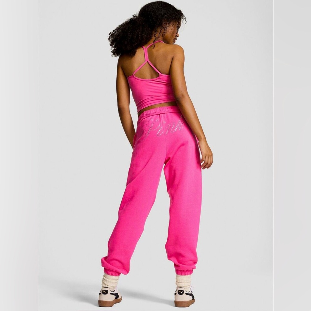 Victoria’s Secret PINK Ivy campus hotpink sweatpants carmine Rose bling size XXL